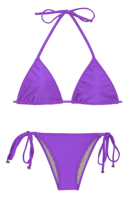 Bikini Brésilien Violet Accessoirisé à Nouer Fuchsia Lacinho Rio De Sol