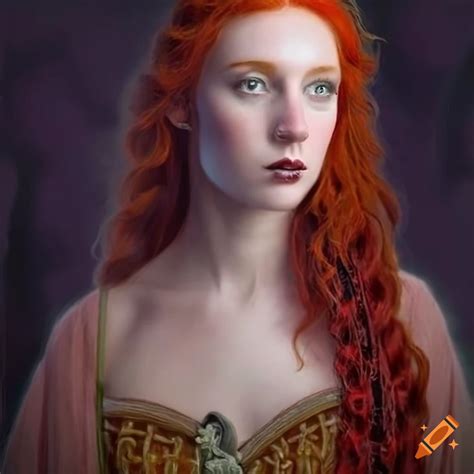 Celtic Woman With Red Hair In An Ancient And Medieval Style On Craiyon