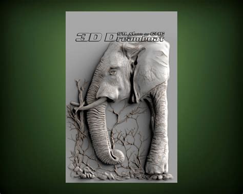 Elephant 3d Stl Model For Cnc Router Artcam Vetric Engraver Relief