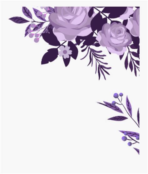 Corner Transparent Watercolor Floral Purple Flowers Border Png Free