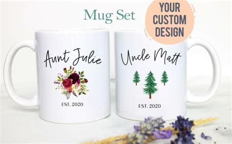 Personalized Aunt And Uncle Name Mug Set Aunt Uncle Est Gift Custom
