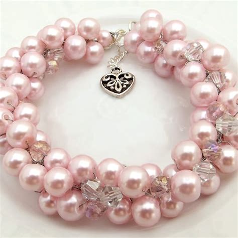 Pink Pearl Bracelet Etsy