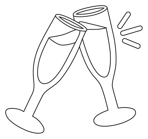 Clinking Glasses Emoji Coloring Page ColouringPages