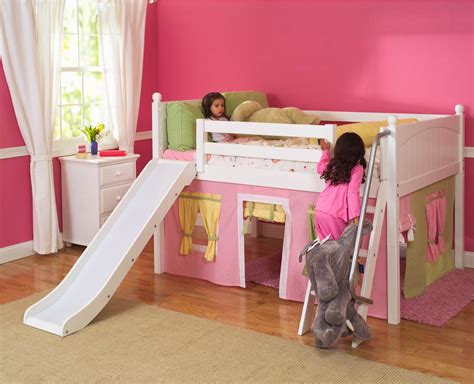 Now if they'd only go to sleep. Playhouse LOW Loft Bed w/ Slide by Maxtrix Kids (pink ...