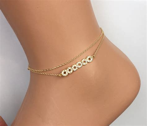 Gold Plated Anklet Rhinestone Gold Jewelry Foot Jewelry Anklet Etsy