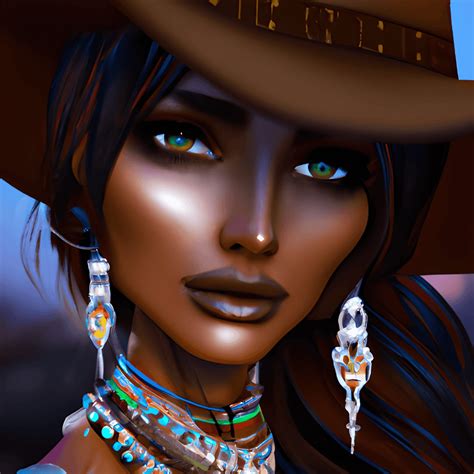 3d Abstract Portrait Of Brown Skin Cowgirl · Creative Fabrica