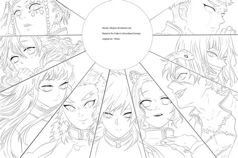 Kimetsu No Yaiba Characters Coloring Page Coloring Page Anime Pdmrea