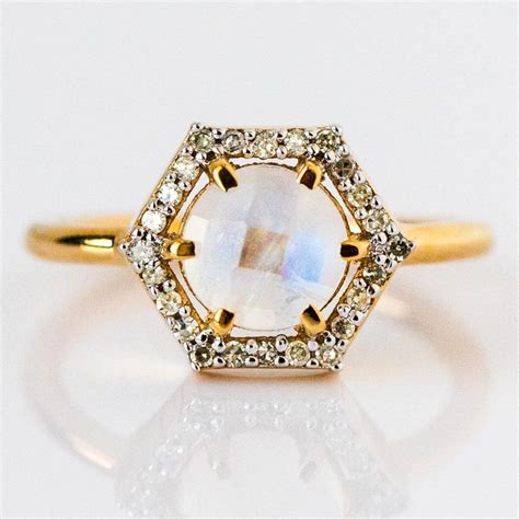 Moonstone And Diamond Ring Diamond And Moonstone Ring Local Eclectic