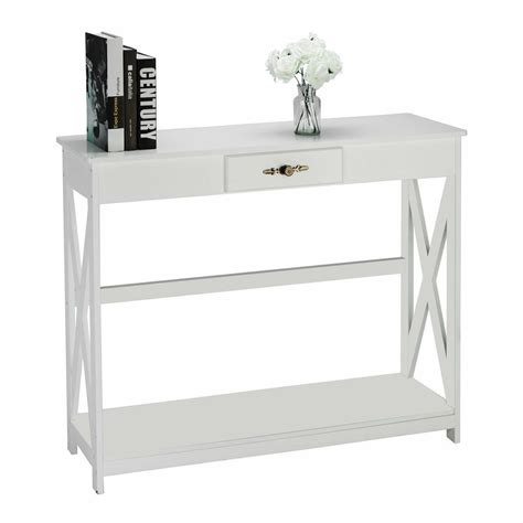 Modern White Finish Entry Hall Console Table With Drawer