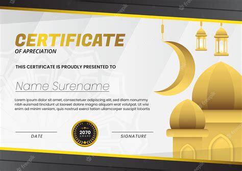 Premium Vector Certificate With Mosque Background And Black Gold