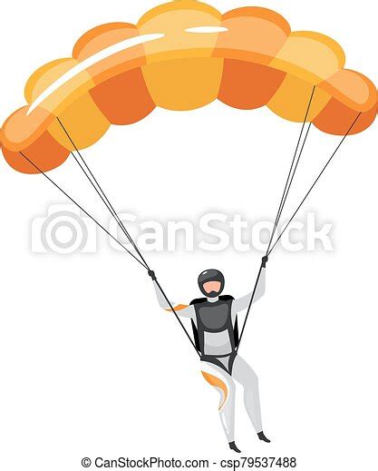 Parachuting Flat Vector Illustration Skydiving Paragliding Experience