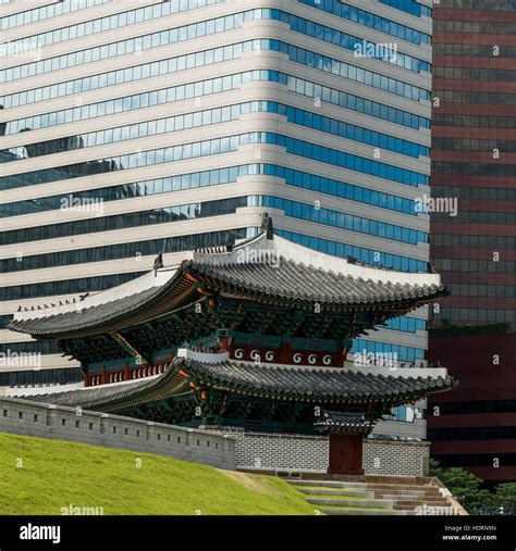 A Modern Office Building And Building Of Traditional Korean