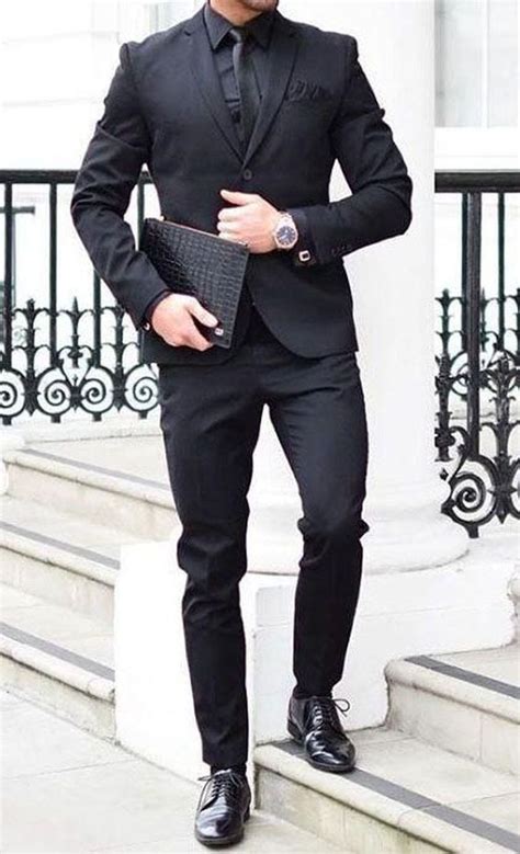38 Elegant Black Outfits Ideas Suit Fashion Business Casual Outfits Mens Suits