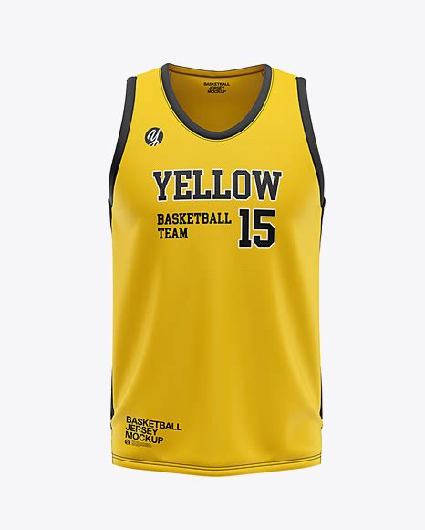 mens  neck basketball jersey mockup front view  apparel mockups  yellow images object
