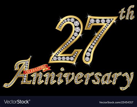 Celebrating 27th Anniversary Golden Sign Vector Image