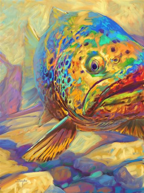 Walters Pool Brown Trout Painting Painting Fly Fishing