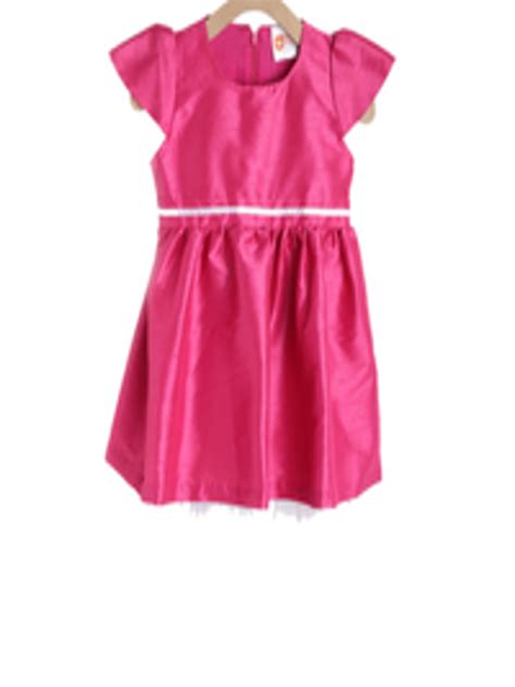 buy 612 league girls pink solid fit and flare dress dresses for girls 9157895 myntra