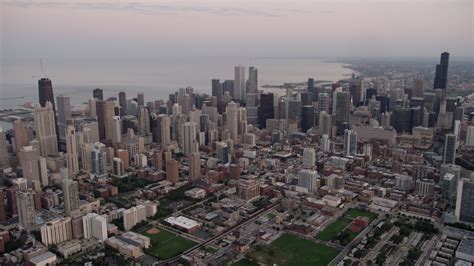48k Stock Footage Aerial Video Of A Wide View Of The Chicago Cityscape