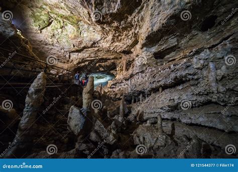 Beautiful Cave View From Inside Dark Dungeon Stock Image Image Of