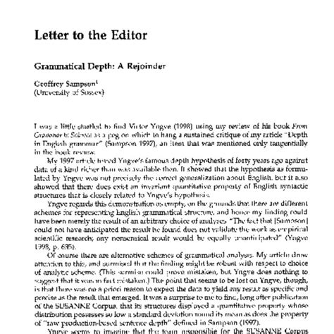 I look forward to hearing from you. i don't think that's appropriate for a letter to the editor of a newspaper. Letter to the Editor: Grammatical Depth: A Rejoinder - ACL ...