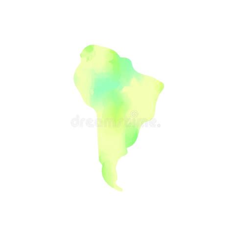 Watercolor Texture Green South America Continent Map Vector