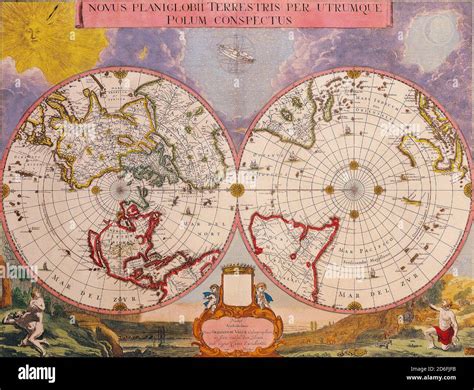 Mapas Antiguos Del Mundo Mapa Polar Del Hemisferio Doble Joan Blaeu C