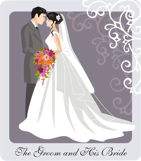 Wedding Couple Illustration And Clip Art With Scroll Etsy Singapore