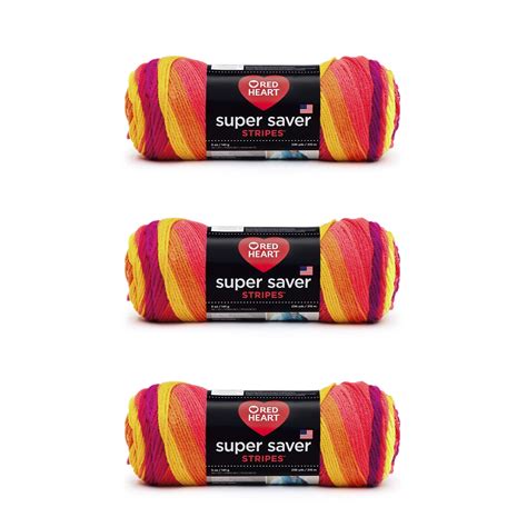 Red Heart Super Saver Fruity Stripe Yarn 3 Pack Of 141g5oz Acrylic