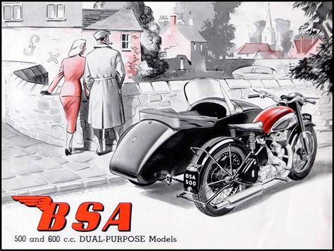 1952 Bsa Combo Vintage Motorcycle Posters Bsa Motorcycle Sidecar