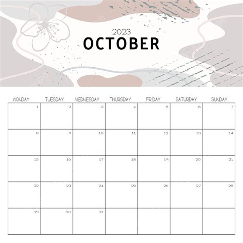 Gambar Bunga Kalender Bulan Oktober 2023 Dua Ribu Dua Puluh Tiga