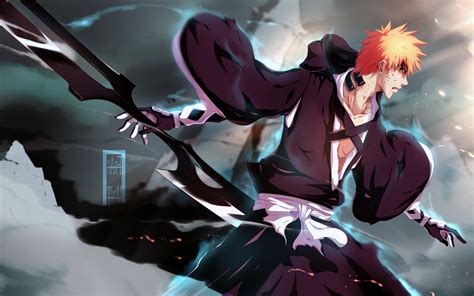 Kurosaki Ichigo Bleach Anime Boys Weapon Orange Hair Wallpapers Hd