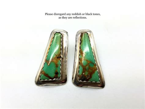Vintage Green Turquoise Sterling Silver Earrings Southwest Style Gift
