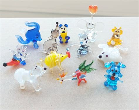 Set Of 12 Miniature Glass Figurines Miniature Glass Animals Murano