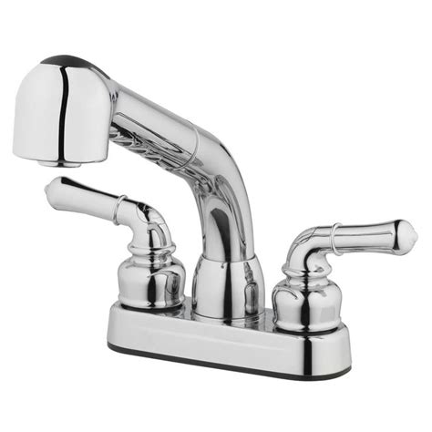 To shop for a similar faucet, see here: Project Source Chrome 2-handle Utility Faucet with with Pulldown Sprayer Lowes.com in 2021 ...