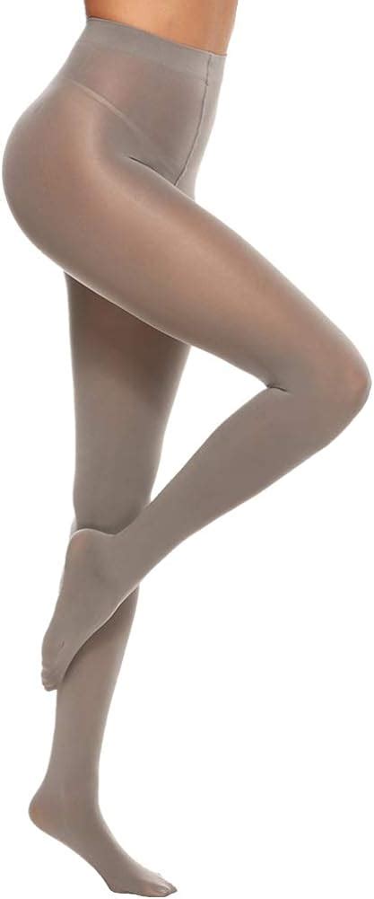 Manzi Womens Solid Color Semi Opaque Footed Tights Soft Stretch