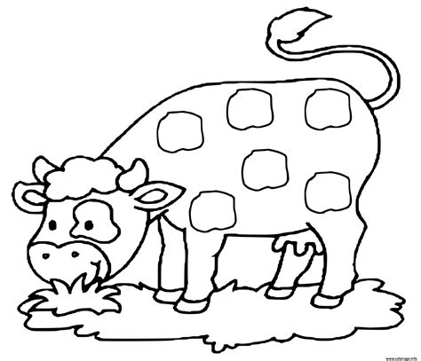 Coloriage Adorable Vache Qui Mange Dessin Vache à Imprimer