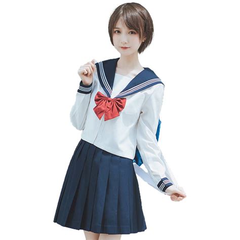 buy formemory japanese anime cosplay costume jk uniform school suit sailor outfit with long t