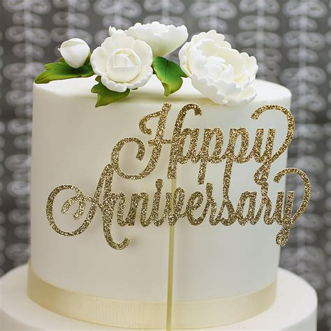 Hope you like my shared information. Glittery Gold 'Happy Anniversary' Cake Topper