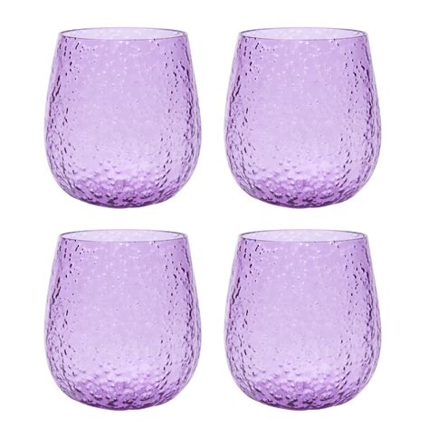 Better Homes And Gardens Leggero Bubble Stemless Plastic Wine Glass Purple Set Of 4