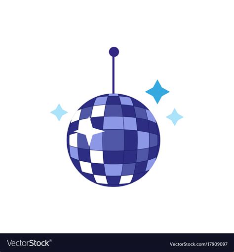 Flat Cartoon Disco Ball With Stars Royalty Free Vector Image