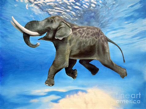 Rajan The Swimming Elephant Painting By Tia Harper Pixels