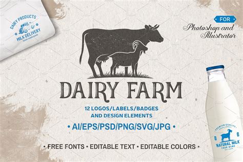 Dairy Farm Logoslabelsbadges Branding And Logo Templates Creative