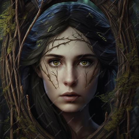 Premium Ai Image A Woman With A Tree Branch On Her Face