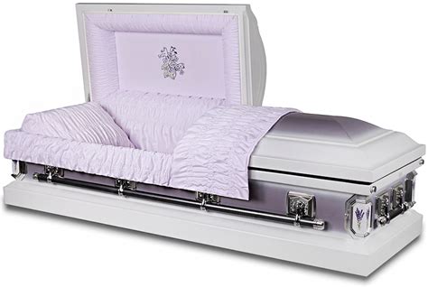 Best Price Caskets 4826 18ga White With Lavender Brush Silver