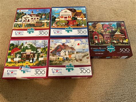 5 Charles Wysocki Puzzles 300 Large Pieces Americana Sugar Spice Small