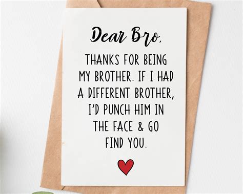 Funny Brother Birthday Card Brother Birthday Gift Brother | Etsy
