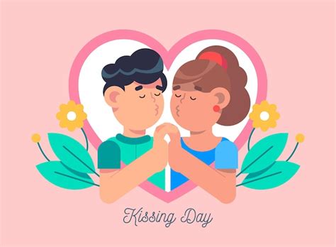 Ilustración Del Día Internacional Del Beso Con Pareja Besándose