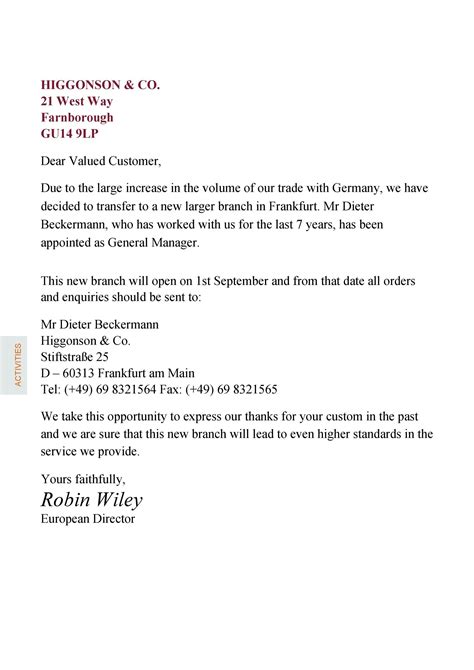 Business without bank is a myth heareafter. Business Bank Account Change Letter - Change of Address Notice Template | Business letter ...