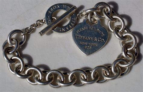 Estate Sterling Please Return To Tiffany Heart Tag Toggle Bracelet 925