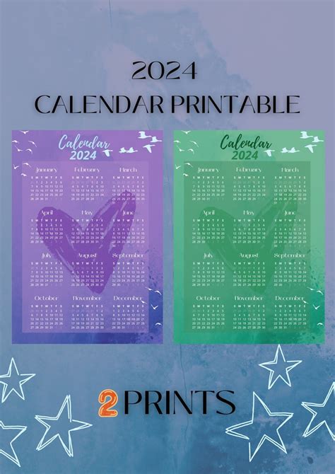 2024 Calendar Printable Etsy